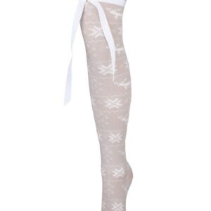 Kalėdinės kojinės virš kelių – Milena 1139-000 (Rudos su baltu dekoru)