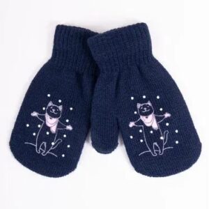 Vaikiškos pirštinės - Yoclub RED-0116G - Mėlynos su kačiuku (12 cm)