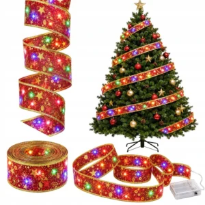 Kalėdinis LED eglutės kaspinas - Red Ribbon